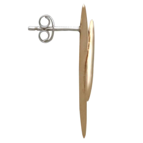 Bronze Crossed Pods Post Earrings Side View