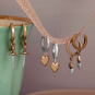 Mixed metal heart huggie hoops