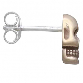 Bronze Skull Post Earrings 9x6mm