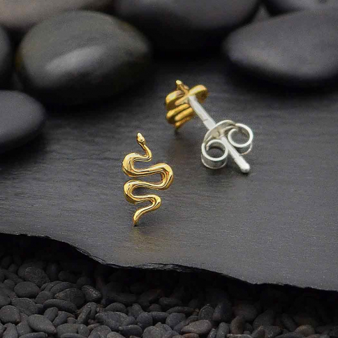 Bronze Snake Earrings 9x5mm