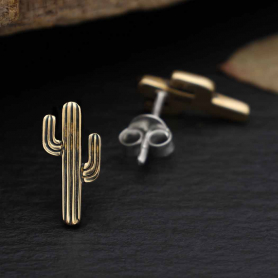 Bronze Cactus Post Earrings 12x6mm