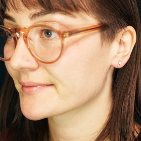 Bronze Lightning Bolt Post Earrings 14x4mm