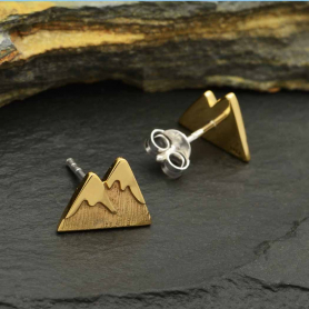 Bronze Snow Capped Mountain Post Earrings 7x11mm