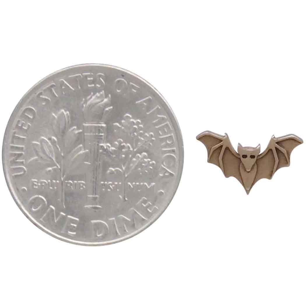 Bronze Detailed Bat Post Earrings 6x10mm