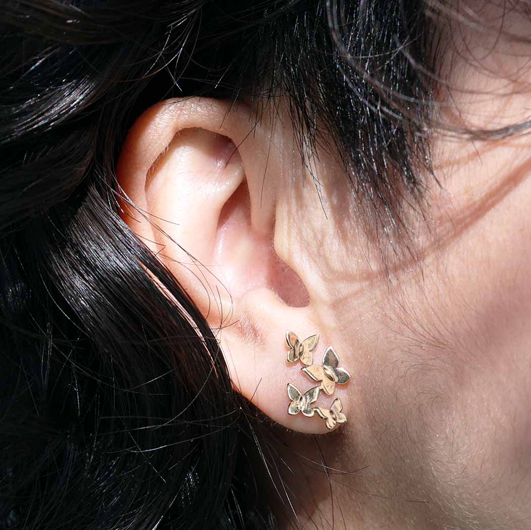 Bronze Butterfly Cluster Post Earrings 17x11mm