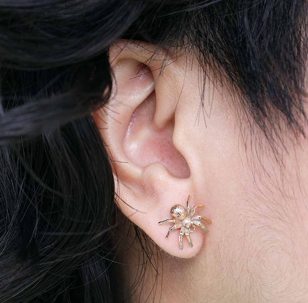 Bronze Spider Post Earrings 11x12mm