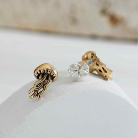 Bronze Jellyfish Post Earrings 11x6mm
