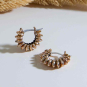 Bronze Ridged Huggie Hoop Earrings 17x5mm