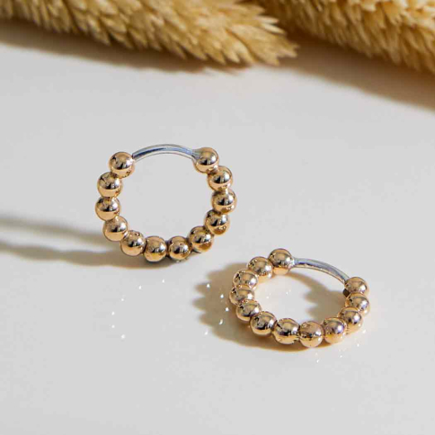 Bronze Beaded Huggie Hoop Earrings 13x14mm