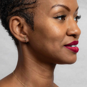  Bronze Scissor Post Earrings 17x7mm on model