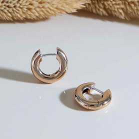 Bronze Thick Round Huggie Hoop Earrings 15x4mm