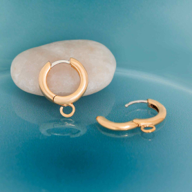 Bronze Round Wire Huggie Hoops with Loop 14x16mm