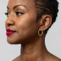 Bronze Asymmetrical Oval Post Earrings 24x18mm on model