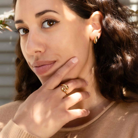 Bronze Egg Post Earrings on model