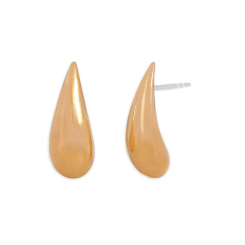 Nina Designs Bronze Curved Teardrop Post Earrings 20x8mm