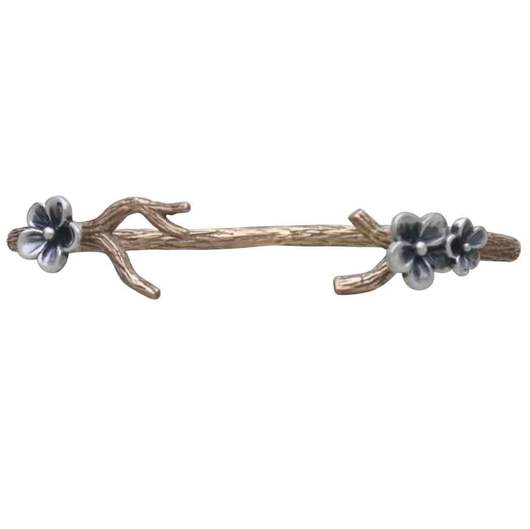 Bronze Branch Bracelet with Silver Blossoms 52x62mm
