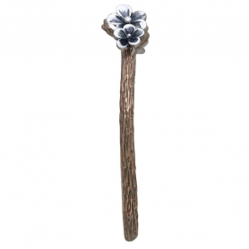 Bronze Branch Bracelet with Silver Blossoms 52x62mm