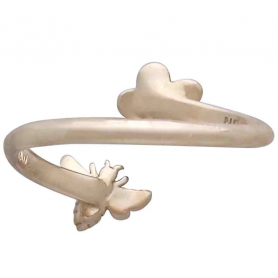 Bronze Bee and Cherry Blossom Adjustable Ring