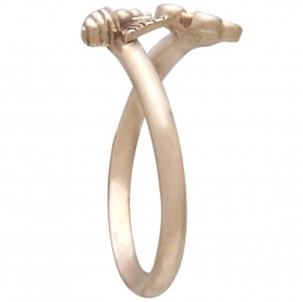 Bronze Bee and Cherry Blossom Adjustable Ring