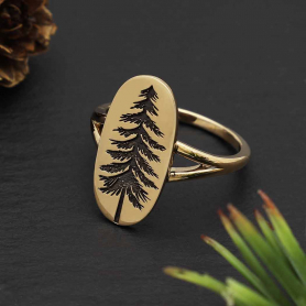 Bronze Etched Pine Tree Ring