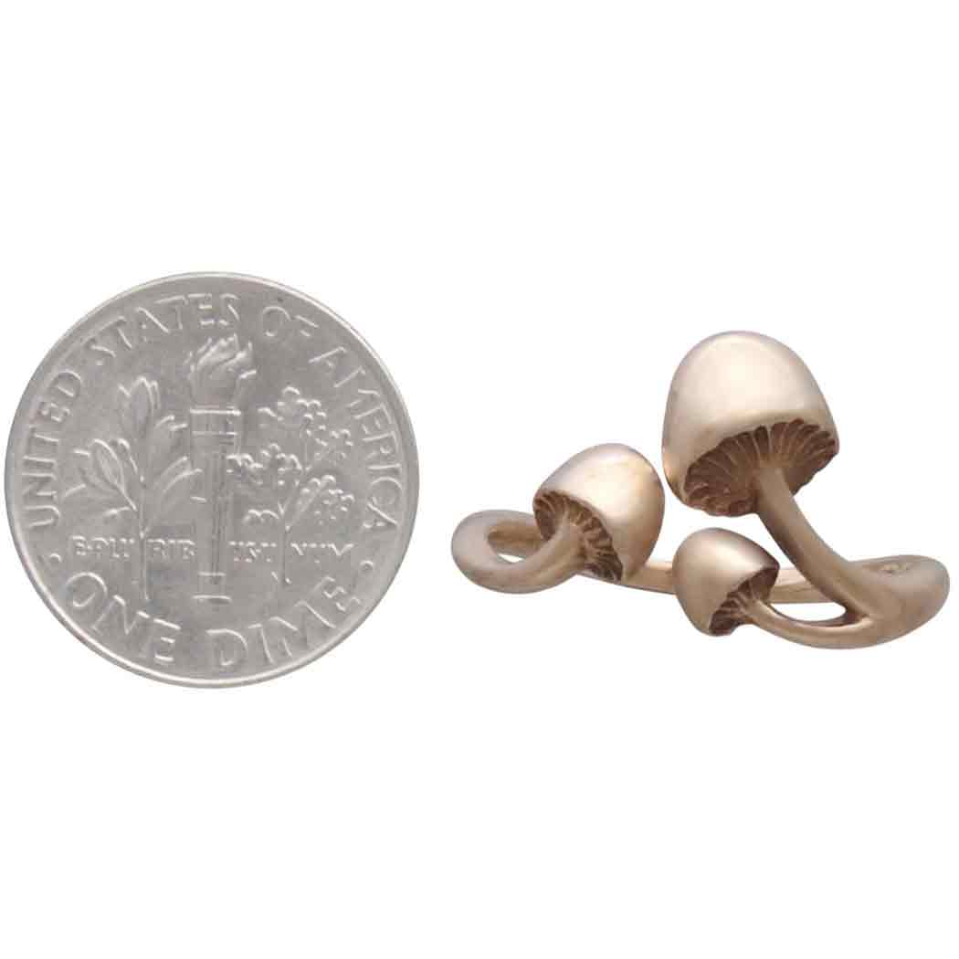 Bronze Adjustable Three Mushroom Ring