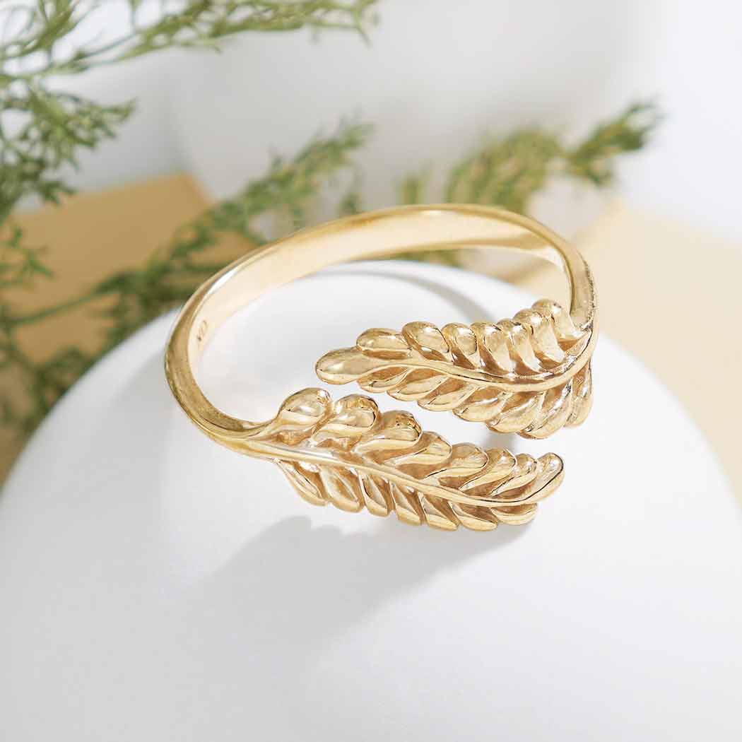 SPE Gold -Leaf Design Simple Glossy Gold Ring - for Men's