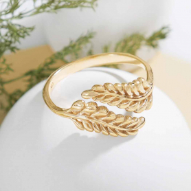 Bronze Adjustable Sprig Leaf Ring