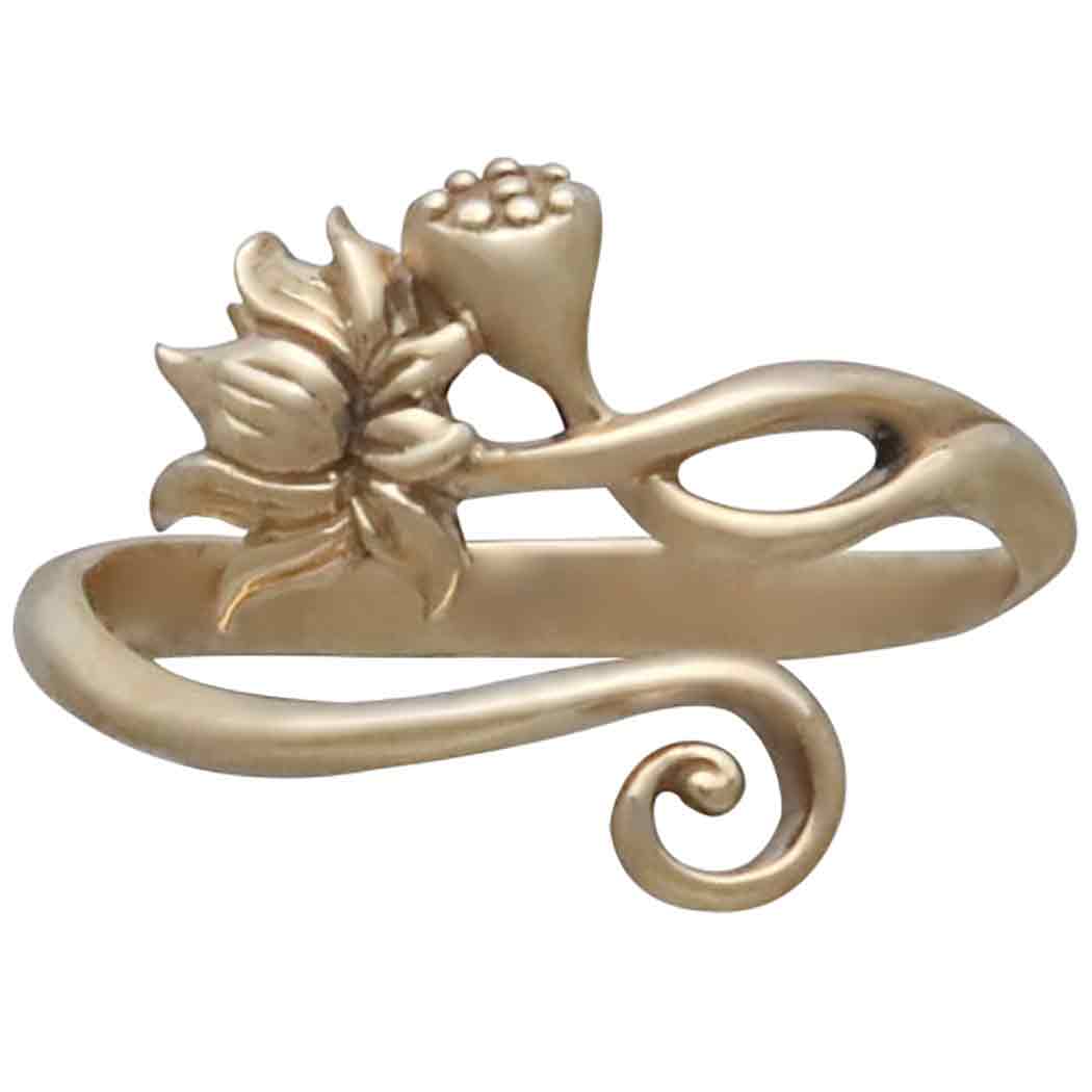 Bronze Adjustable Lotus Ring Front View
