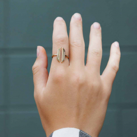 Bronze Adjustable Art Deco Bar Ring