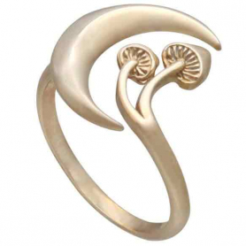 Bronze Moon and Mushroom Adjustable Ring