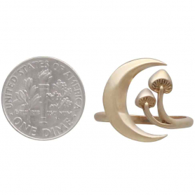 Bronze Moon and Mushroom Adjustable Ring