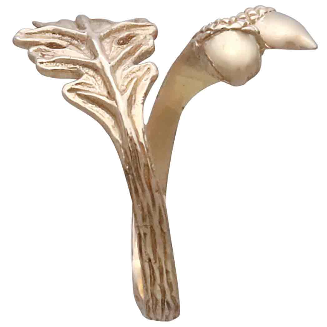 Bronze Adjustable Oak and Acorn Ring Side View
