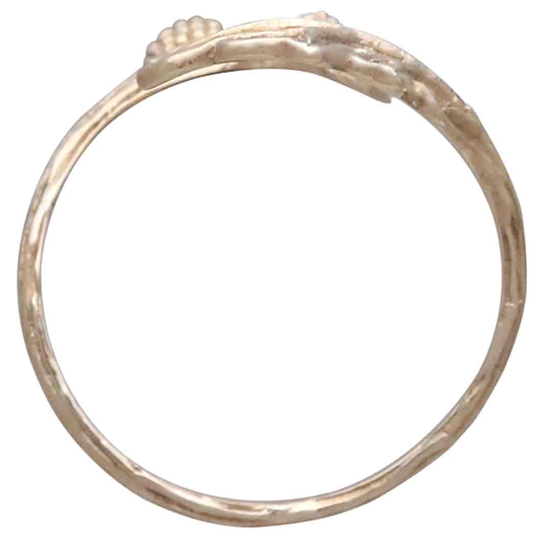 Bronze Adjustable Oak and Acorn Ring Through Finger View