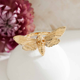 Bronze Realistic Deaths Head Moth Ring