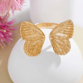Bronze Adjustable Dimensional Butterfly Wings Ring