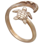 Bronze Sea Turtle and Wave Adjustable Ring