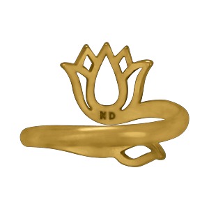 Adjustable Ring with Lotus Design - Bronze