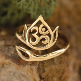 Adjustable Ring Openwork Lotus and Om - Bronze DISCONTINUED