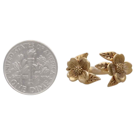 Bronze Adjustable Two Flower Dogwood Ring with Dime