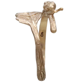 Bronze Adjustable Snail and Leaf Ring Side View