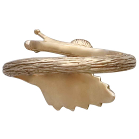 Bronze Adjustable Snail and Leaf Ring Back View