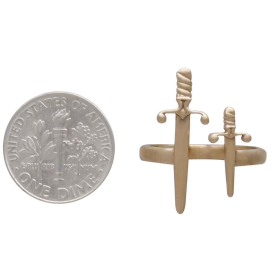 Bronze Adjustable Swords Ring with Dime