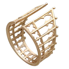 Bronze Adjustable Gothic Gate Ring Three Quarter View