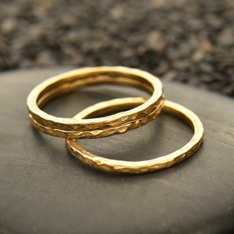 Natural Bronze Ring - Hammered Stacking Ring