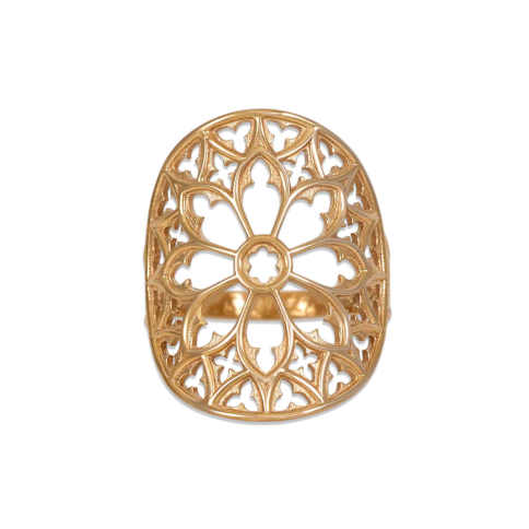 Bronze Cathedral Rose Window Ring on model