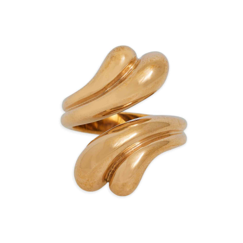 Bronze Double Teardrop Ring on model