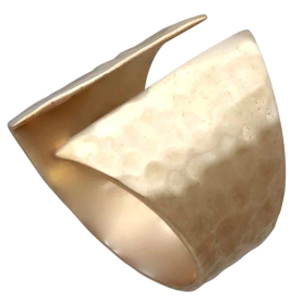 Bronze Adjustable Hammered Shield Ring Three Quarter View