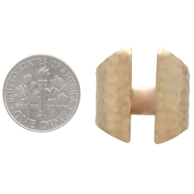 Bronze Adjustable Hammered Shield Ring with Dime