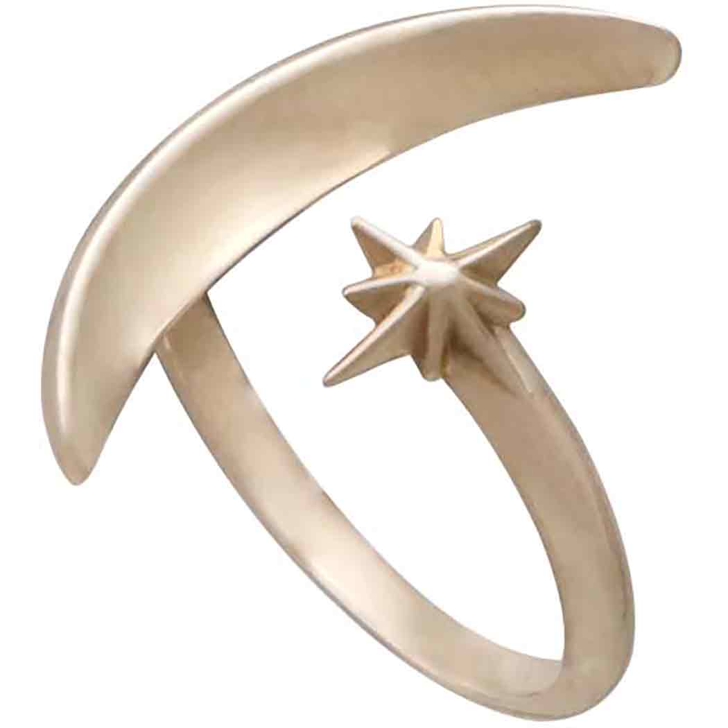 Bronze Adjustable Moon and Star Ring