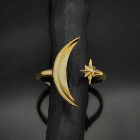Bronze Adjustable Moon and Star Ring